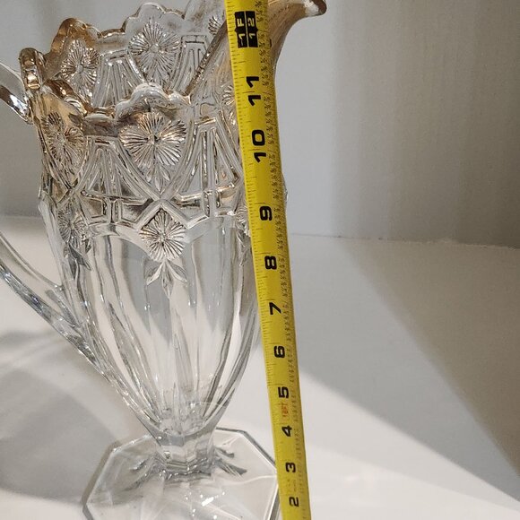 U.S. Glass Co. "Athenia" EAPG 12" Pitcher With Gold Trim - Picture 10 of 10
